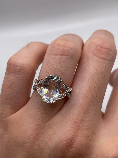 9ct rose gold topaz and diamond ring