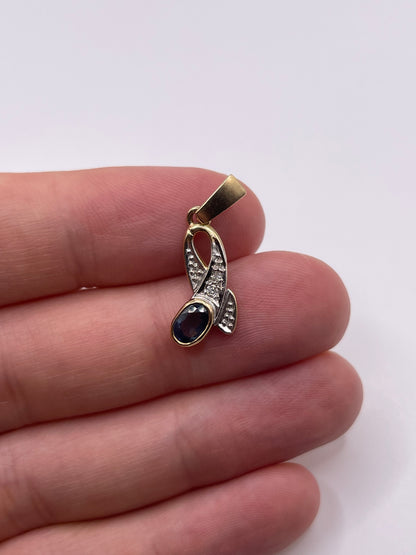 9ct gold sapphire and diamond pendant