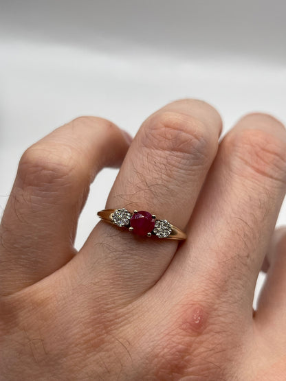 9ct gold ruby and diamond ring
