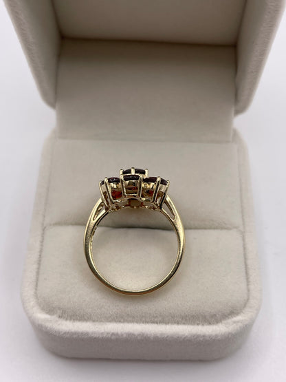 9ct gold garnet cluster ring