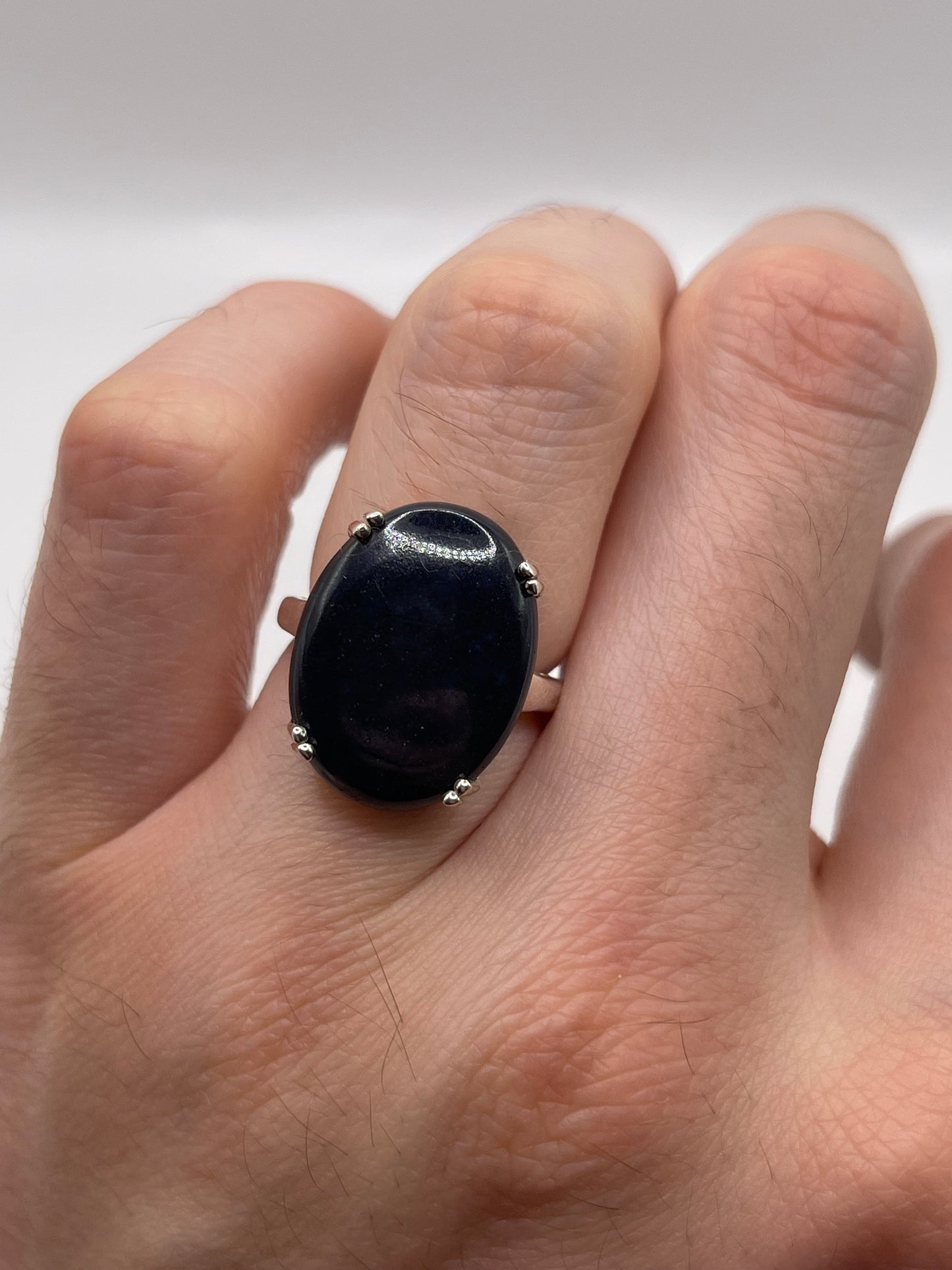 Silver gemstone ring