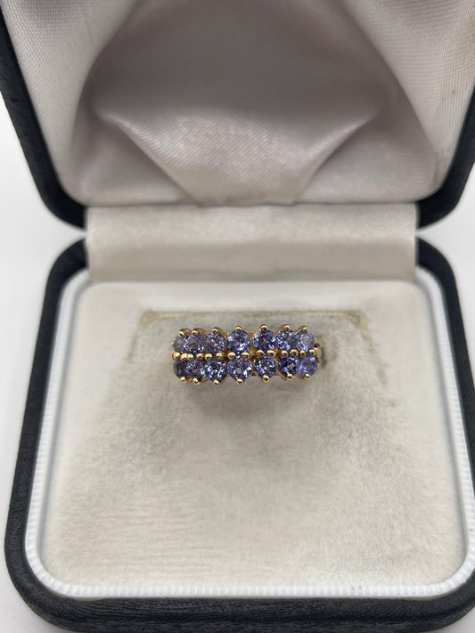 9ct gold tanzanite cluster ring