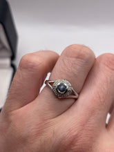 Load image into Gallery viewer, 9ct white gold cats eye Alexandrite and diamond ring

