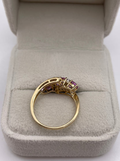 9ct gold pink sapphire and diamond ring