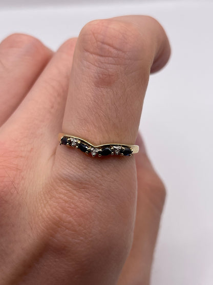 9ct gold sapphire and diamond wishbone ring