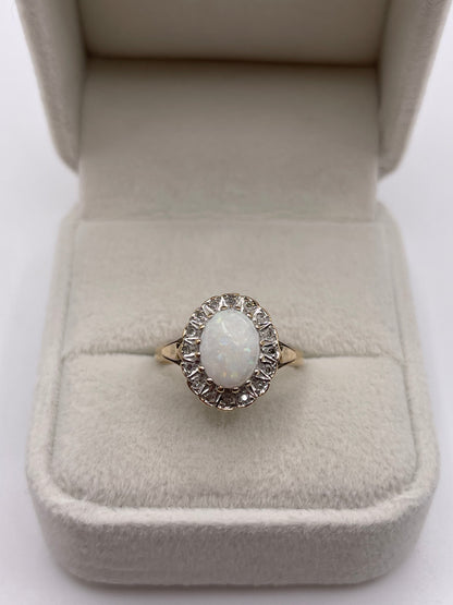 9ct gold opal and diamond ring