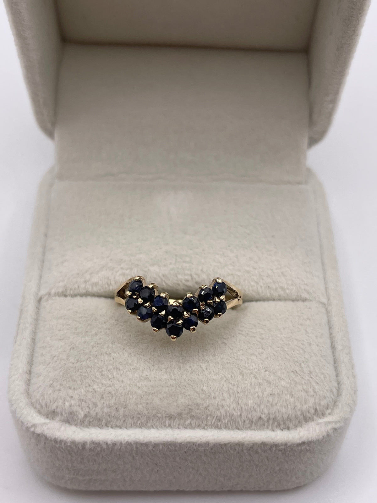 9ct gold sapphire wishbone ring