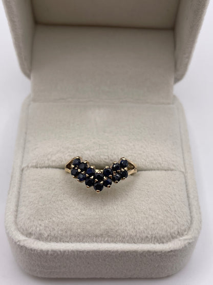9ct gold sapphire wishbone ring