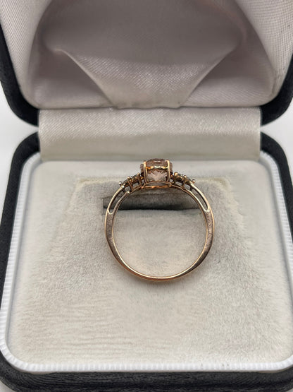 9ct rose gold morganite and diamond ring