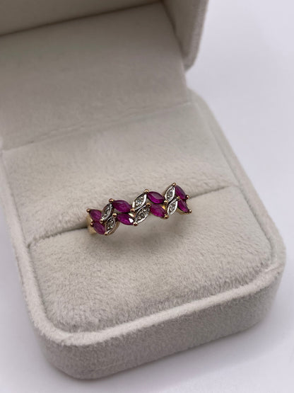 9ct gold ruby and diamond ring