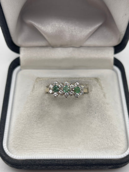 9ct gold emerald and cz ring