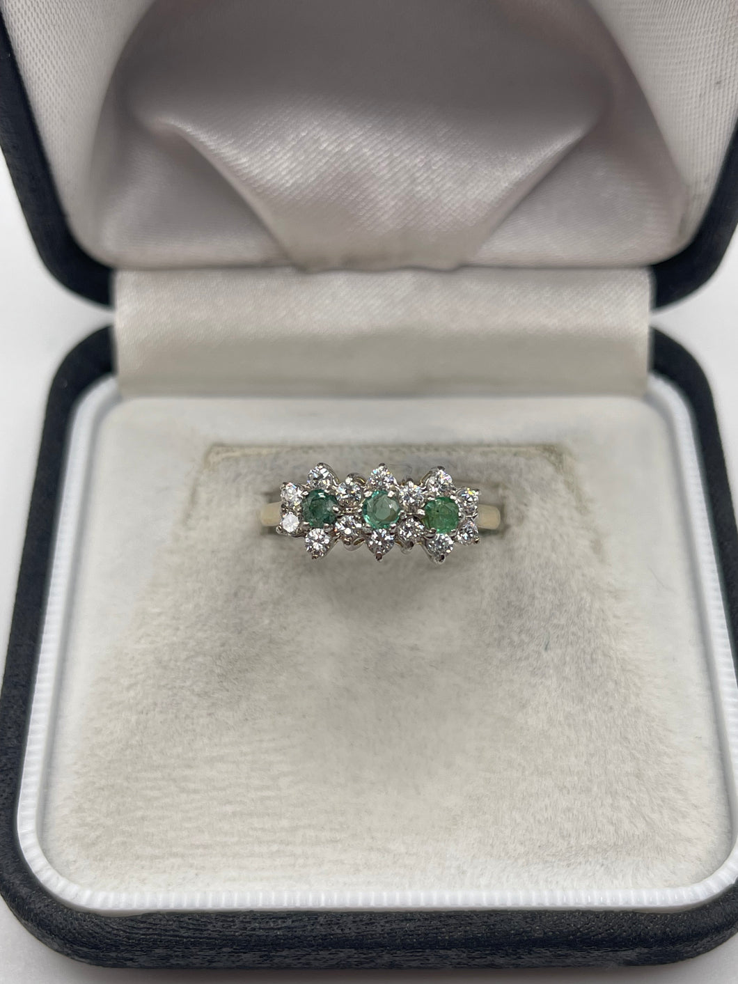 9ct gold emerald and cz ring
