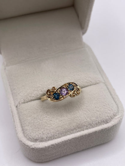 9ct gold amethyst and topaz ring