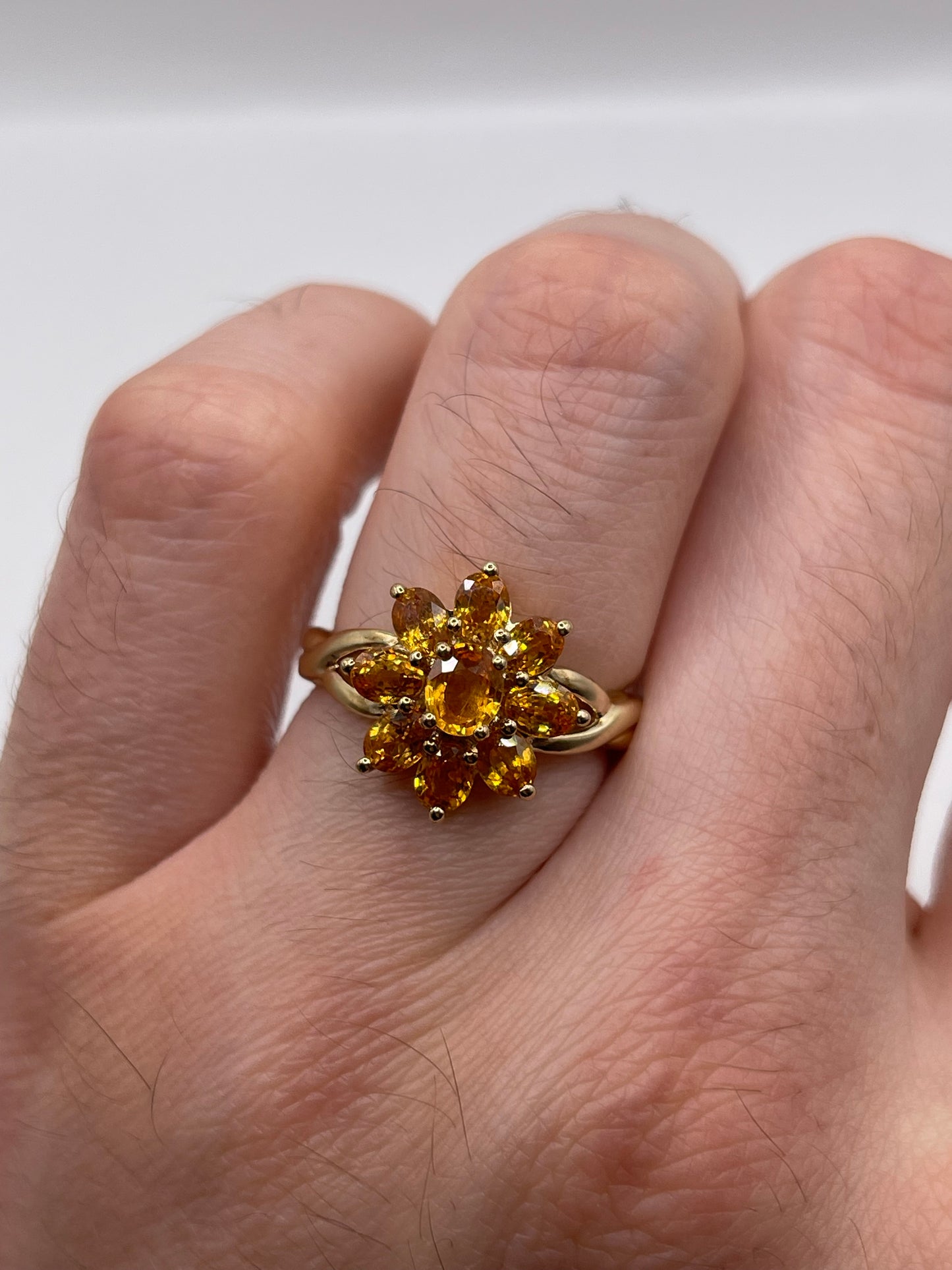 9ct gold orange sapphire cluster ring