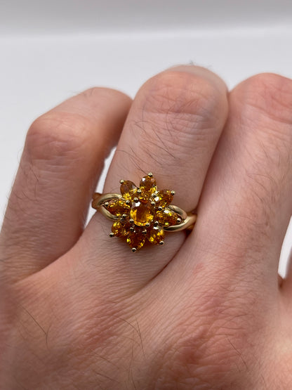 9ct gold orange sapphire cluster ring