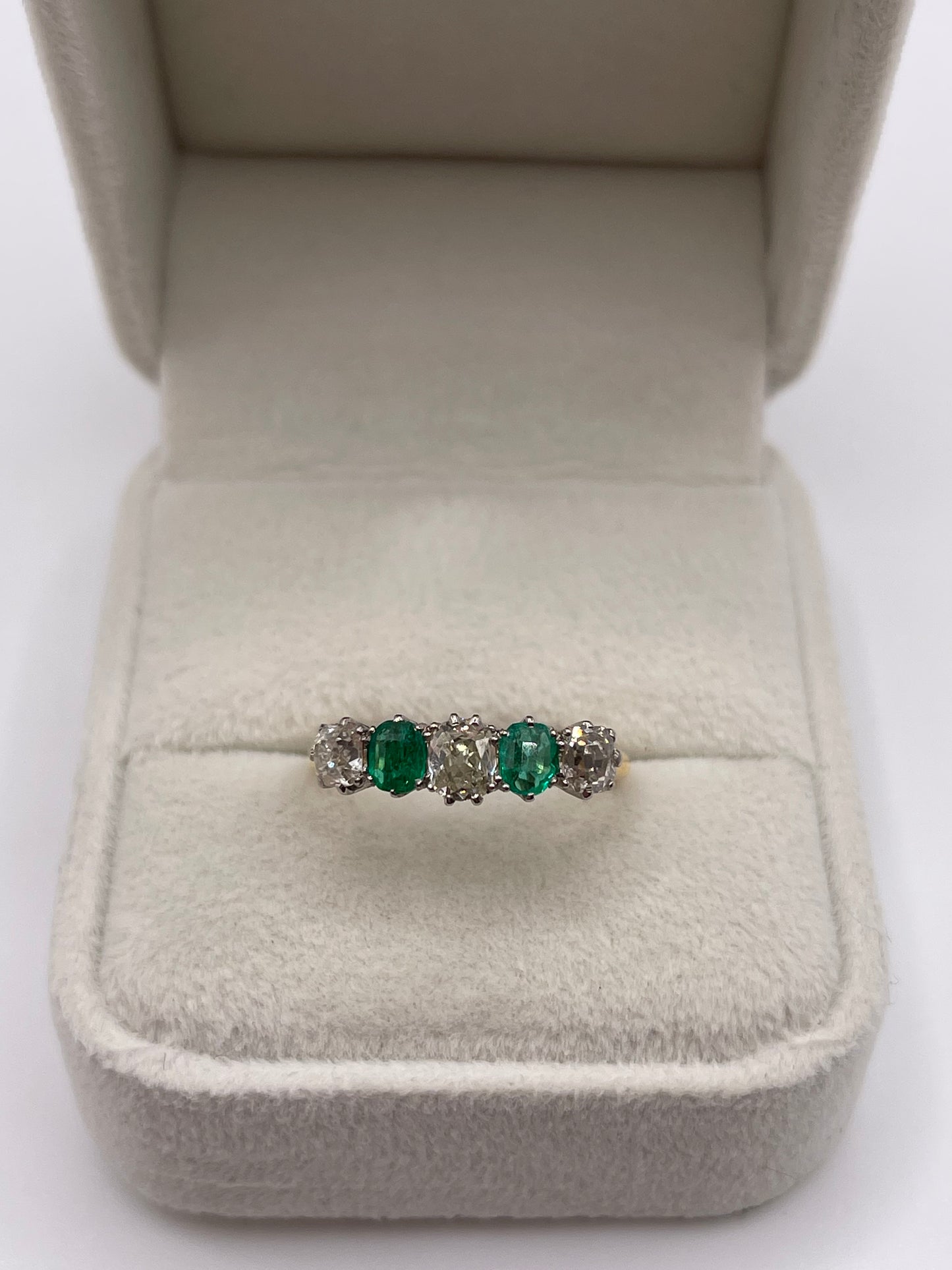 Antique 18ct gold emerald and diamond ring