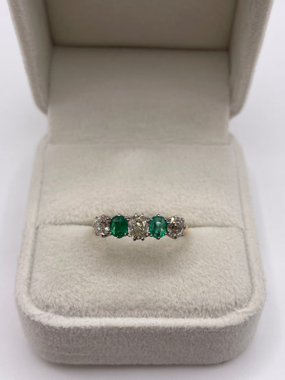 Antique 18ct gold emerald and diamond ring