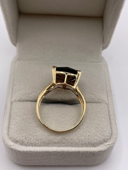 9ct gold Smokey quartz and citrine ring