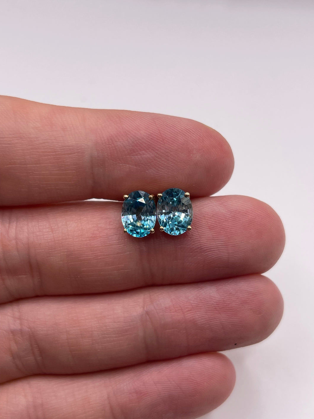 9ct gold blue zircon earrings