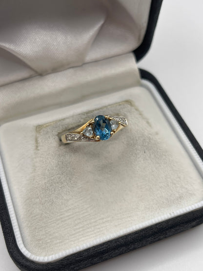9ct gold topaz and diamond ring
