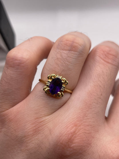 14ct gold amethyst and diamond ring