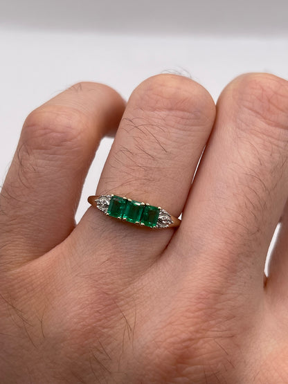 9ct gold emerald and zircon ring