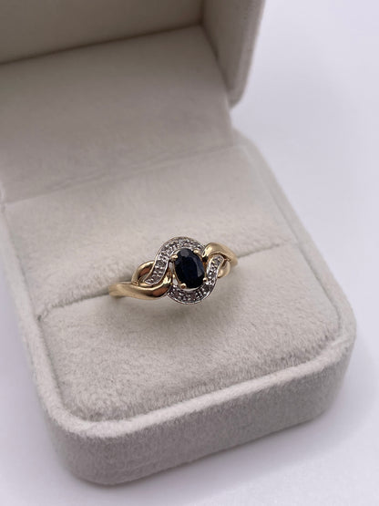 9ct gold sapphire and diamond ring