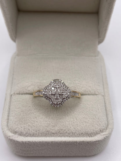 9ct gold diamond cluster ring