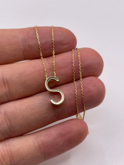 9ct gold initial S necklace