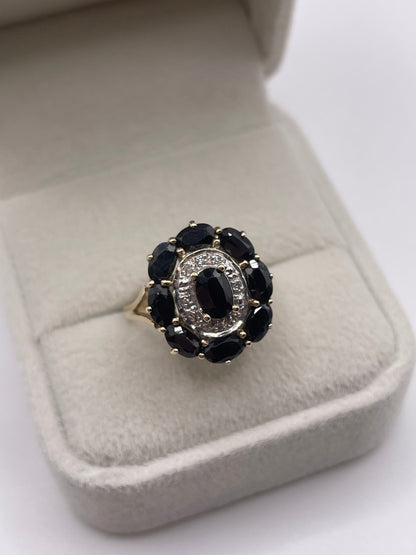 9ct gold sapphire and diamond ring