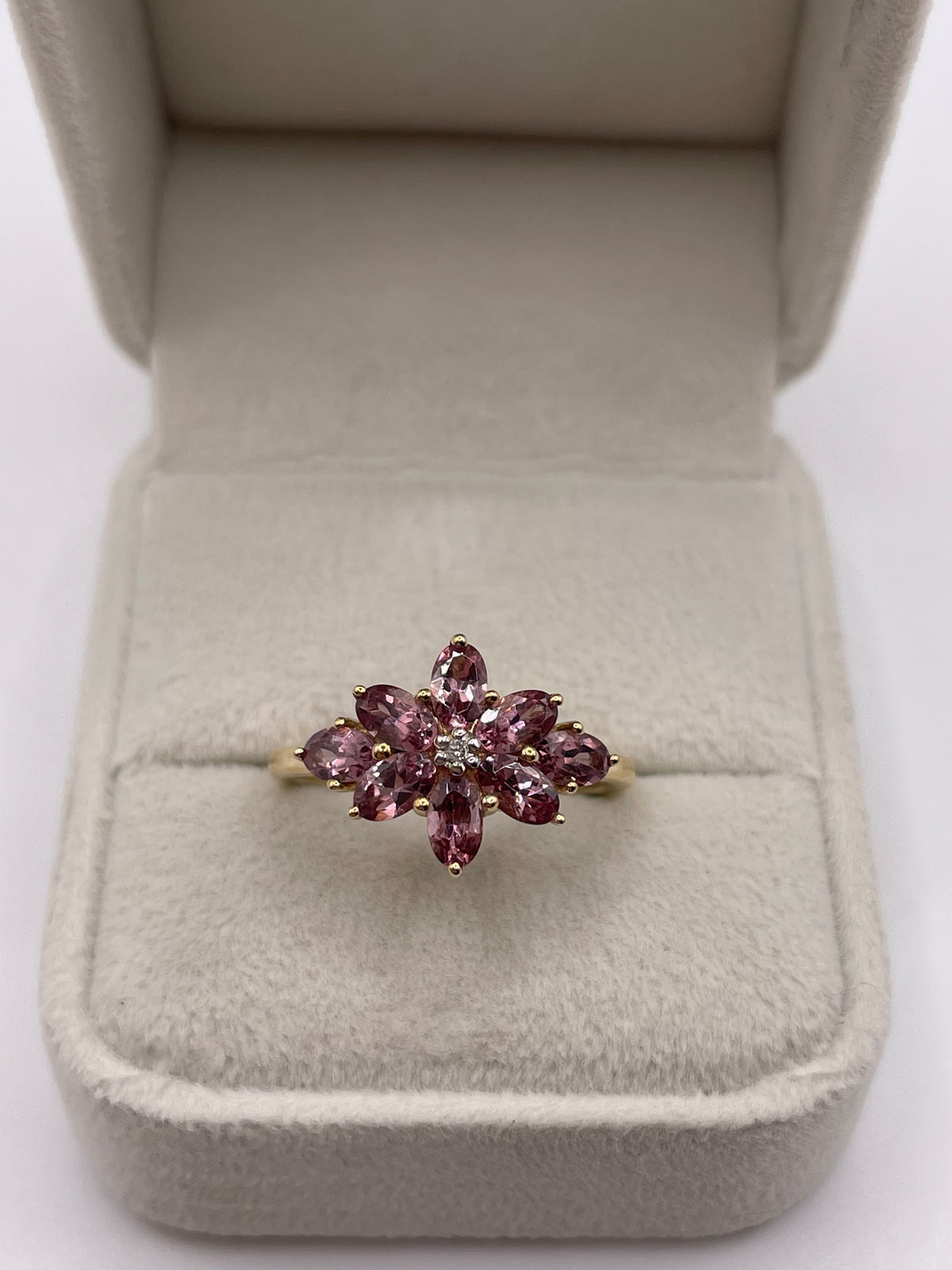 9ct gold tourmaline and diamond ring
