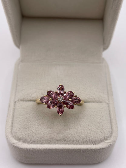 9ct gold tourmaline and diamond ring