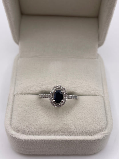 9ct white gold sapphire and diamond ring