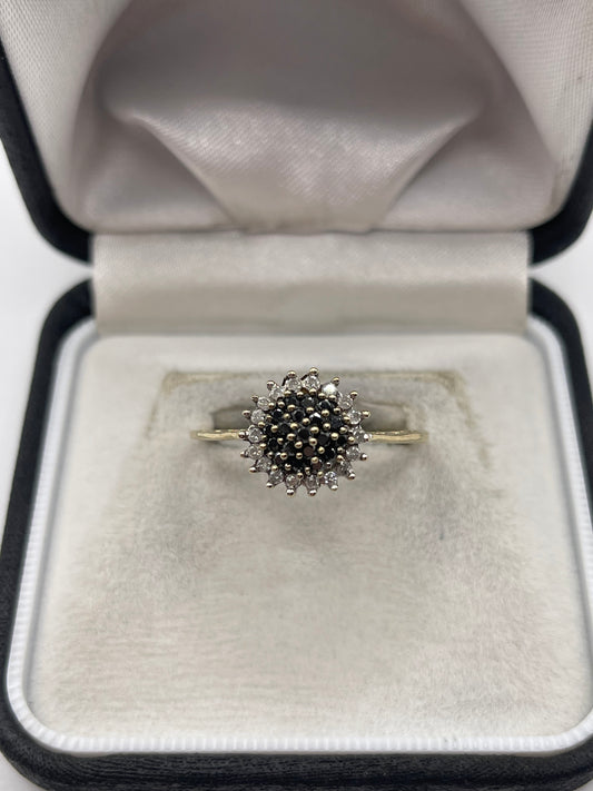 9ct gold diamond cluster ring