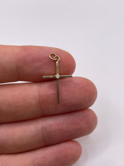 9ct gold diamond cross pendant