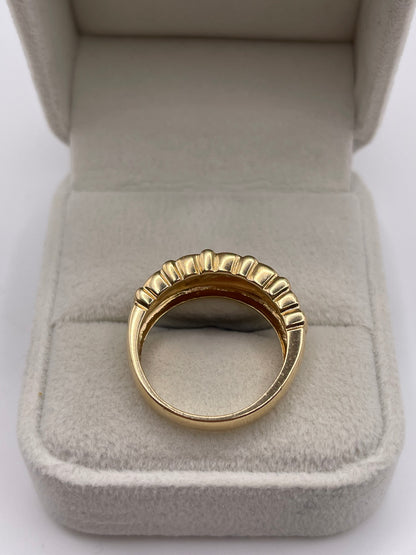 14ct gold diamond cluster bamboo ring