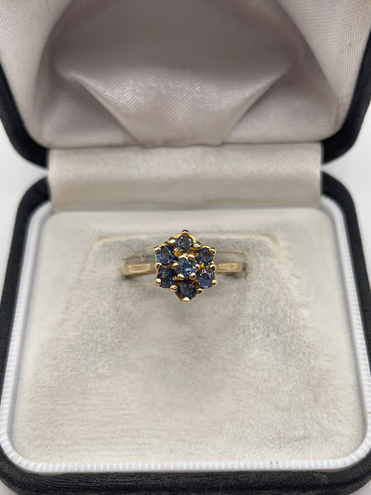 9ct gold sapphire cluster ring