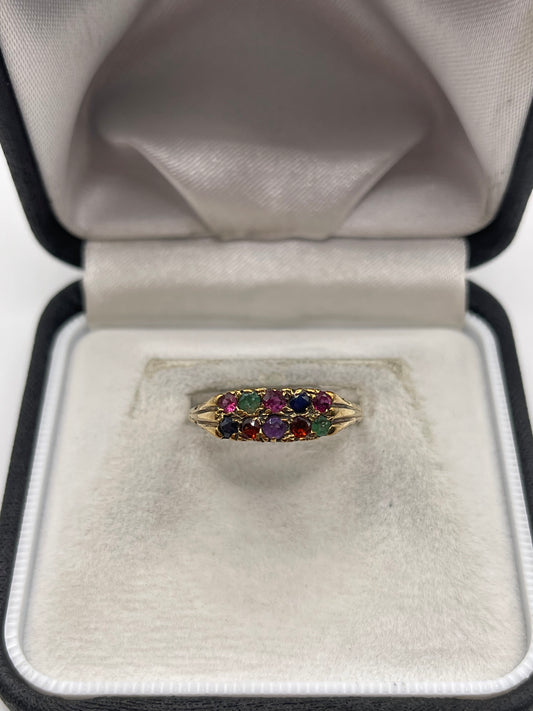 9ct gold multi gemstone ring