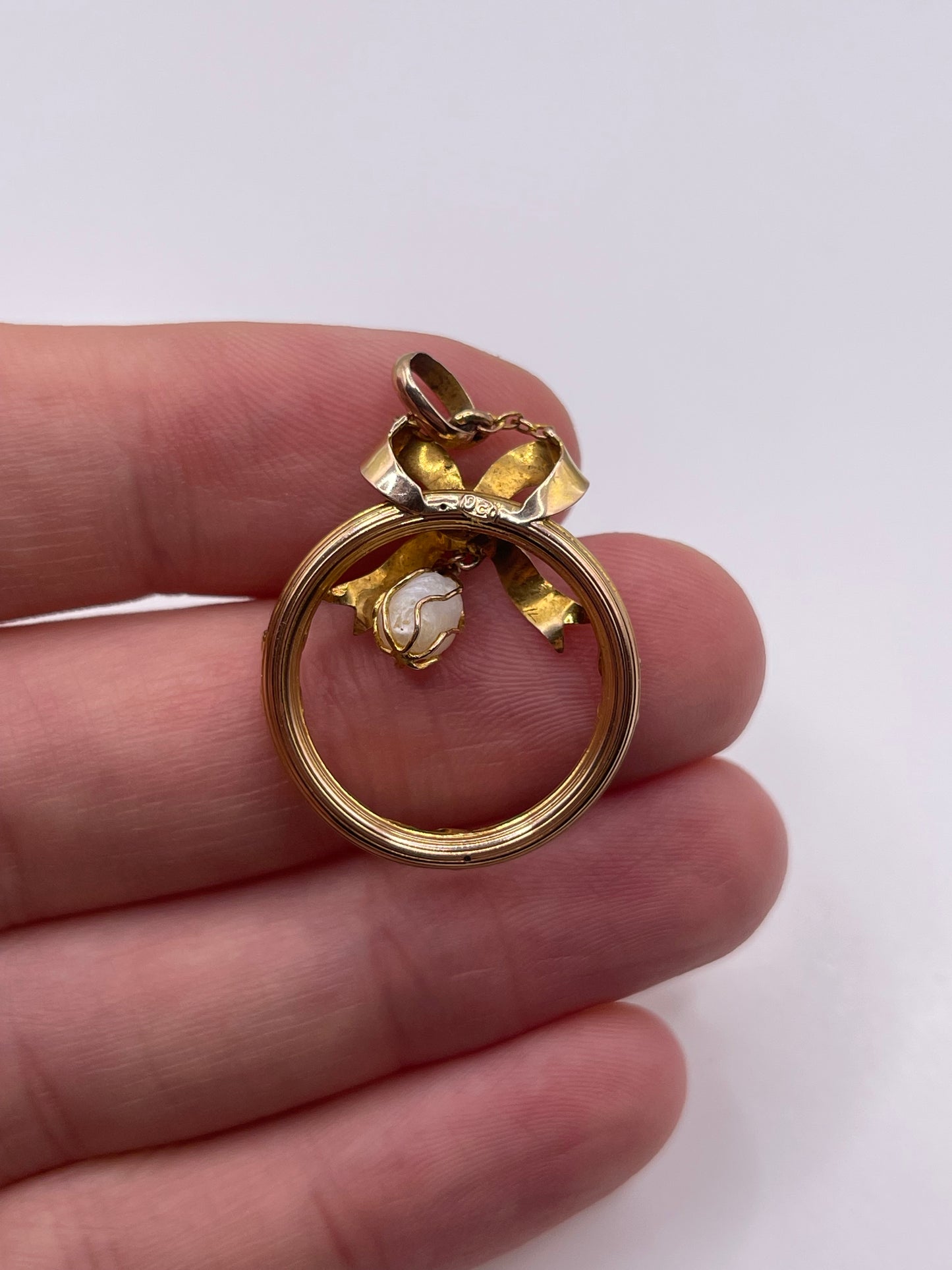 Antique 9ct gold turquoise and pearl pendant