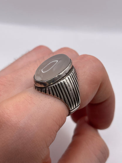 Silver agate ring