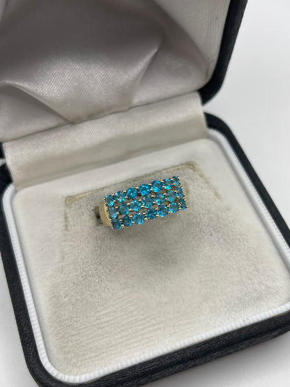 9ct gold blue apatite cluster ring