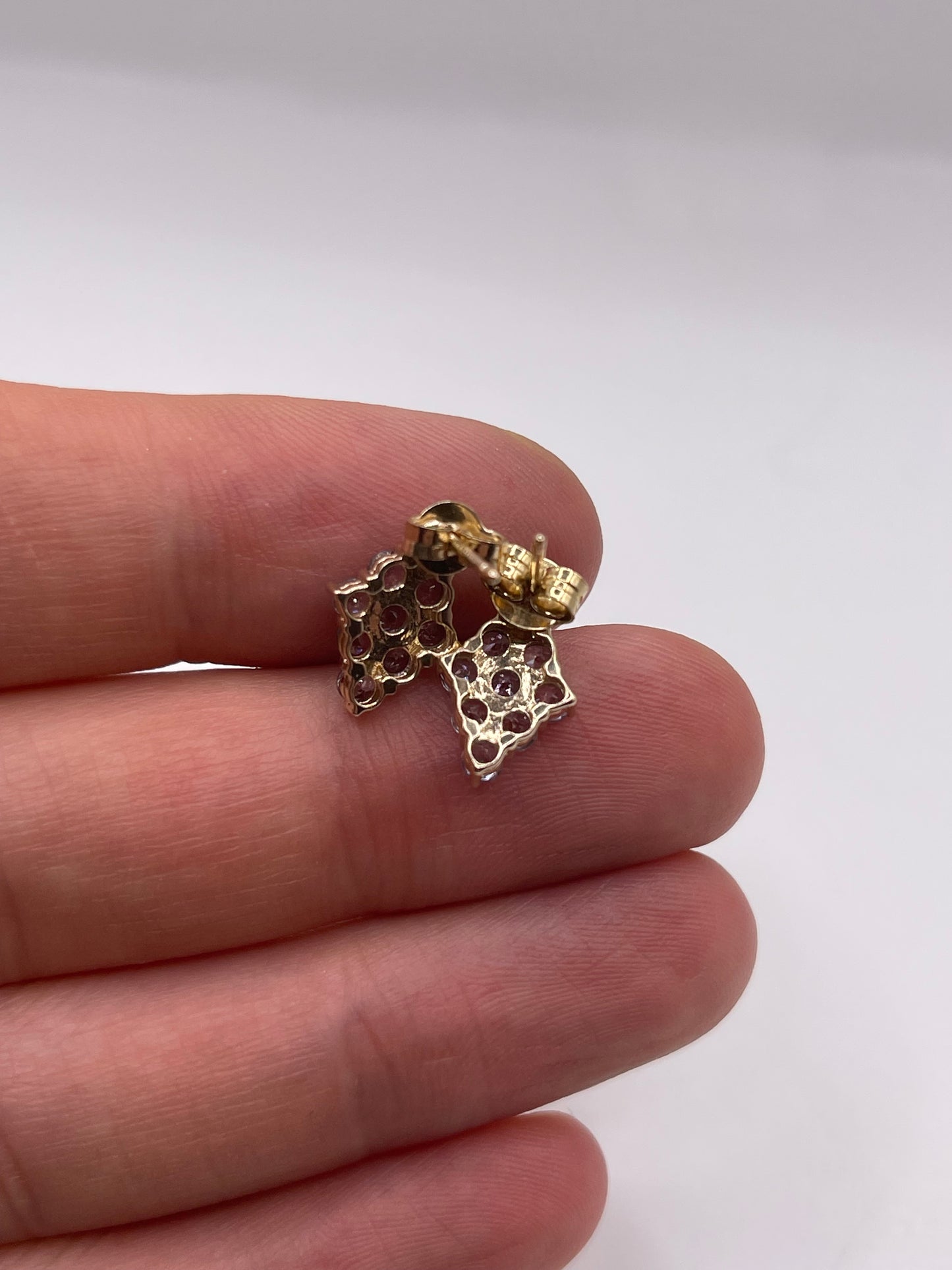 9ct gold tanzanite cluster earrings