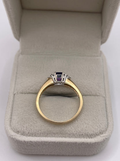 9ct gold amethyst and diamond ring