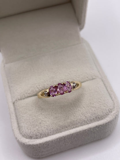 9ct gold pink sapphire and diamond ring