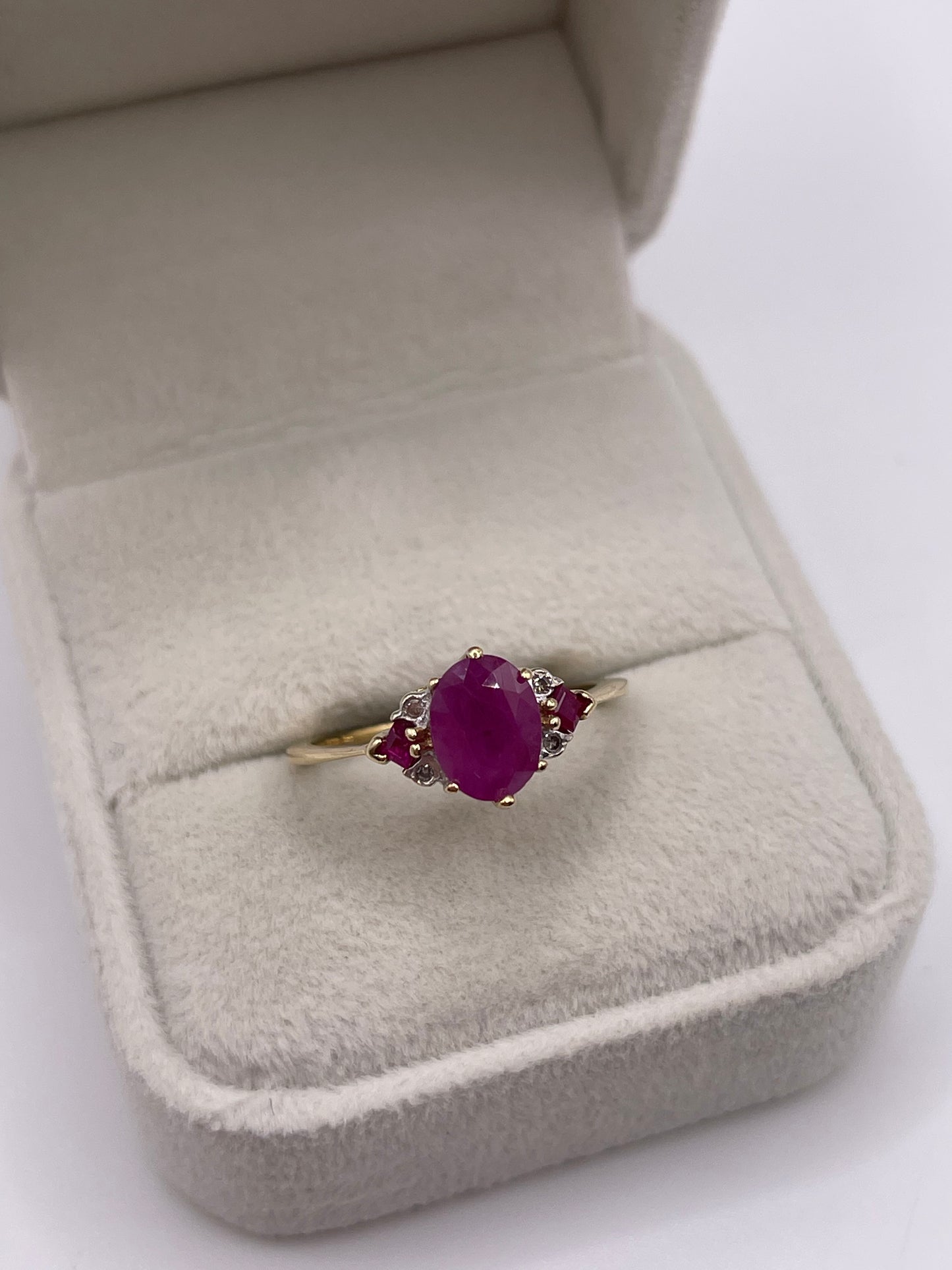 9ct gold ruby and diamond ring