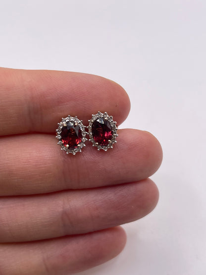 9ct gold garnet and diamond earrings
