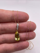 Load image into Gallery viewer, 9ct gold lemon quartz and zircon necklace
