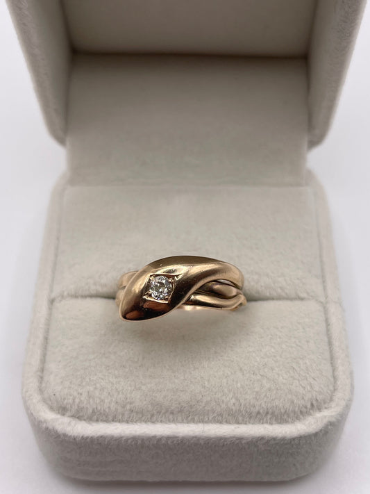 9ct rose gold diamond snake ring