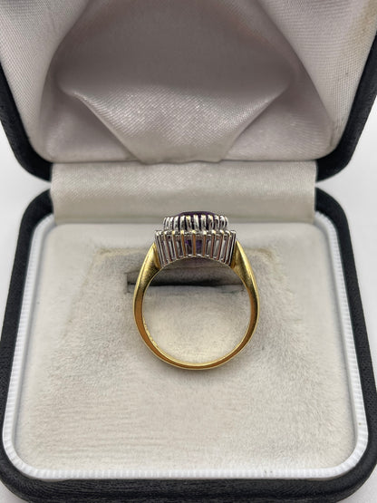 18ct gold amethyst and diamond ring
