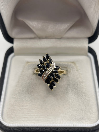 9ct gold sapphire and diamond ring